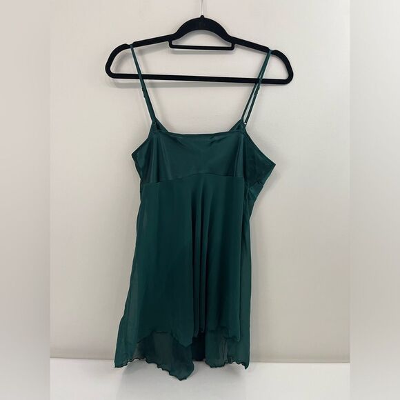 Vintage VICTORIA'S SECRET GREEN CHIFFON CHEMISE Babydoll Dress Lingerie L - Picture 6 of 7